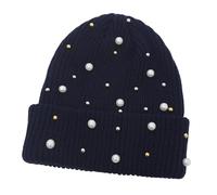 Limtula Stylish Knitted Hat Elegant Pearls Pattern Cold Weather Winter Accessory For Fashion Women Thick Lined Hat
