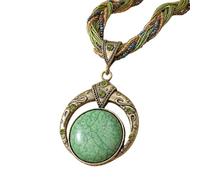 Limtula Stylish Round Beaded Pendant Necklace Versatile Design Collarbone Chain Jewelry for Music Festivals Ethnic Round Pendant Neckchain