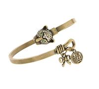 Limtula Stylish Square Brass Bangle with Sparkling Diamonds and Unique Pendants Adjustable Open Designs Wristband Vintage Copper