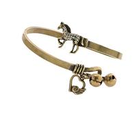 Limtula Stylish Square Brass Bangle with Sparkling Diamonds and Unique Pendants Adjustable Open Designs Wristband Vintage Copper