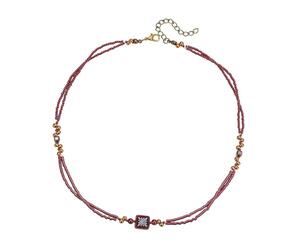 Limtula Stylish Two Tone Brown Bead Necklace Lightweight Sturdy Materials Party Accessory Jewelry Double Layer Brown Bead Necklace Geometric Pendant