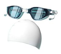 Limtula Swimming Goggles with Swimming Caps, Blue and white lake