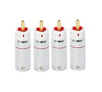 Limtula Terminal Connector Male Plug Metal Set, White gold plated | Metal Set Screw Housing, Cable, 4Pack for Amplifier Player AV Wiring, Home Stereo Repair Service Use