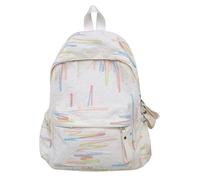 Limtula Trendy College Student Nylon Backpack Korean Colorful Striped Book Bag Adjustable Shoulder Straps for School Shopping Fashionable Teen Knapsack