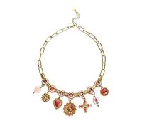 Limtula Trendy Enameled Heart Flower Necklace Adjustable 41+5Cm Chain Length Pendant Neckchain Jewelry Stainless Steel Love Necklace