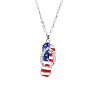 Limtula Trendy Patriotic Themed Alloy Necklace with Glittering Stones Adjustable Neckchain for Casual and Formal Outfits Patriotic Necklace