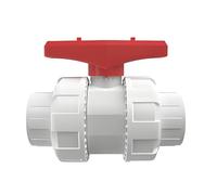 Limtula Union Aquarium Pipe Fitting with White Body, 40mm | Red Handle, Inline Control Piece for Rigid Fish Plumbing Routes