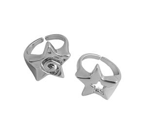 Limtula Unique Designs Hollow Star Rings Contemporary Star Rings, Silver