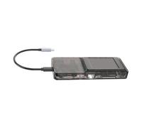 Limtula Universals Type C Hubs 8 In1 Adapter Featuring 4K Multimedia Interfaces 100W Power Delivery LCD Screen Display USB3.0 Port