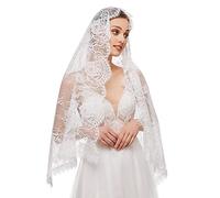 Limtula Veil Mantilla, Elegant, Floral Lace, for Catholic, Rice white