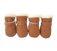 Limtula Warm Pet Shoes, 4pc Thick Windproof, Anti-slip Booties, Brown L