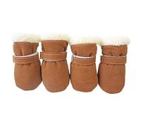 Limtula Warm Pet Shoes, 4pc Thick Windproof, Anti-slip Booties, Brown M