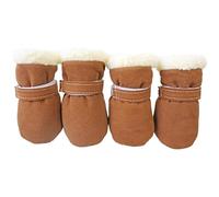 Limtula Warm Pet Shoes, 4pc Thick Windproof, Anti-slip Booties, Brown XL