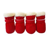Limtula Warm Pet Shoes, 4pc Thick Windproof, Anti-slip Booties, Red L