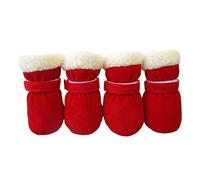 Limtula Warm Pet Shoes, 4pc Thick Windproof, Anti-slip Booties, Red S