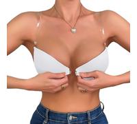 Limtula Women's Invisible Bra for Backless Dresses Detachable Transparent Straps Front Hook Closure Push Up Underwire Padded Women's Backless Transparent Strap