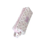 Limtula Zippered Writing Tool Holder Soft Quilted Shell Strawberry Print Rectangular Case with Side Loop for Study Use Quilted Pencil Pouch Strawberry Print Pen Bag Fabric Stationery Pouch Padded