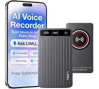 LIMU AI Voice Recorder, German Design AI Note Taking Device with App Control, Wireless Charging Audio Recorder with GPT 5.5, Transcribe, Summarize, 125 Language, AI Assist for Meeting, Call, Lectures