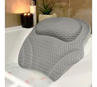 Limux Luxury Bath Pillow Cushion Ergonomic pillow with 4D Air Mesh Technology and 6 Suction Cups Helps Support Head Neck Back Shoulder Fits All Bathtub Hot Tub and Home Spa UK brand Grey (Grey)