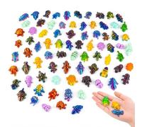 LIMZABE 50 PCS Mini 3D Printed Animals,Random Multicolour Figures Varied Bright and iridescent colours