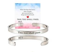 LIMZABE This Too Shall Pass Silver Cuff Bracelet, Adjustable Cuff Design Accommodates Different Wrist Sizes, Perfect for Women Seeking Encouragement Through Life Transitions