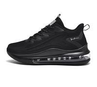 LIN&LE Unisex Men's Women's Air Running Shoes Trainers Mesh Breathable Sneakers for Multi Sport Athletic Jogging Fitness Walking Shoes, Black22, 7 UK