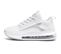 LIN&LE Unisex Men's Women's Air Running Shoes Trainers Mesh Breathable Sneakers for Multi Sport Athletic Jogging Fitness Walking Shoes, White20, 8 UK