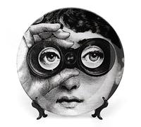 Lina Cavalieri Decorative Plate, Fornase Wall Hanging Decoration With Face Makeup, Including Bracket and Special Spring Hook, Style-3, 8 Inch