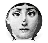 Lina Cavalieri Plate, Fornase Decorative Plate Face Makeup Plate Wall Hanging Decoration,Including Bracket and Special Spring Hook,Style-7,8inch