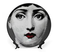Lina Cavalieri Plate, Fornase Decorative Plate Face Makeup Plate Wall Hanging Decoration,Including Bracket and Special Spring Hook,Style-4,8inch
