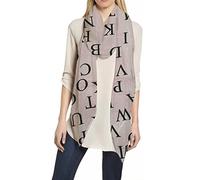 Lina & Lily Alphabet ABC Letters Print Scarf Shawl Wrap Lightweight (Beige)