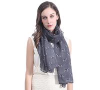 Lina & Lily Beagle Dog Print Large Scarf Lightweight (Dark Grey)(Size: 180cm x 90cm)