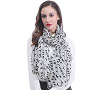 Lina & Lily Birds Print Women's Scarf Shawl Wrap Lightweight (Mini birds - white)