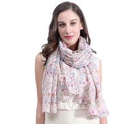Lina & Lily Birds Print Women's Scarf Shawl Wrap Lightweight (Robin bird - beige)
