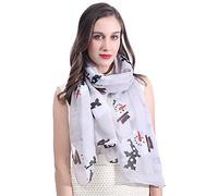 Lina & Lily Christmas Tree Deer Snowflake Santa Claus Snowman Print Women's Scarf Lightweight (Snowmen-Silver)(Size: 180 X 90 cm)