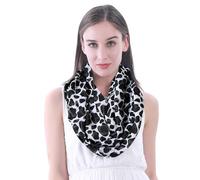 Lina & Lily Cow Animal Print Women's Infinity Scarf Lightweight, Black & White, One Size