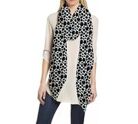 Lina & Lily Cow Animal Print Women's Scarf Shawl Wrap Lightweight (Black & White)
