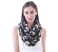 Lina & Lily Daisy Floral Print Women's Infinity Scarf Snood Lightweight (Black)