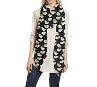 Lina & Lily Daisy Floral Print Women's Scarf Shawl Wrap Lightweight (Black)