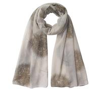 Lina & Lily Dandelion Flower Print Women's Scarf Shawl Wrap Lightweight (Beige)