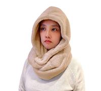 Lina & Lily Faux Fur Hood & Infinity Scarf Combo Winter Head Neck Wrap for Women Men (Beige)