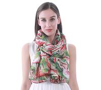 Lina & Lily Flamingo Print Women's Lightweight Scarf Shawl (Design B - white)