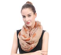Lina & Lily Fox Animal Print Ladies Lightweight Snood Infinity Scarf (Camel)