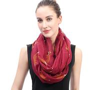 Lina & Lily Fox Animal Print Ladies Lightweight Snood Infinity Scarf (Red violet)
