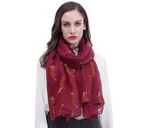 Lina & Lily Fox Animal Print Women's Scarf Shawl Wrap Lightweight (Red Violet)