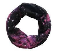 Lina & Lily Galaxy Cosmic Stars Print Women's Infinity Loop Scarf Lightweight (Purple and Black)