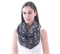 Lina & Lily Greyhound Dog Print Women's Infinity Scarf Snood Lightweight (Grey)