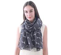 Lina & Lily Greyhound Dog Print Women's Scarf Shawl Wrap Lightweight (Dark Grey)