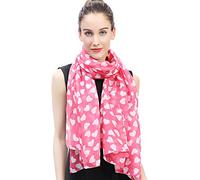 Lina & Lily Heart Love Print Women's Scarf Shawl Wrap Lightweight Valentine's Day (Pink, White)