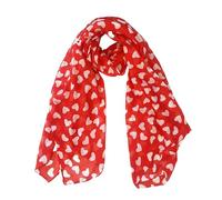 Lina & Lily Heart Love Print Women's Scarf Shawl Wrap Lightweight Valentine's Day (Red, White)